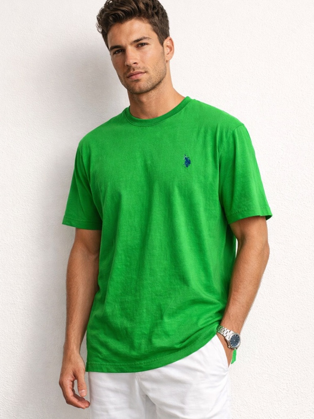 U.S. Polo‎ Assn Green Tee Shirt Large Cotton Classic Logo Casual